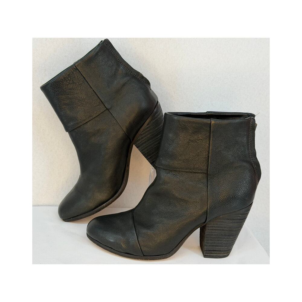 Rag & Bone Classic Newbury Leather Stacked Heel Leather Ankle Boots 8 - Picture 3 of 9